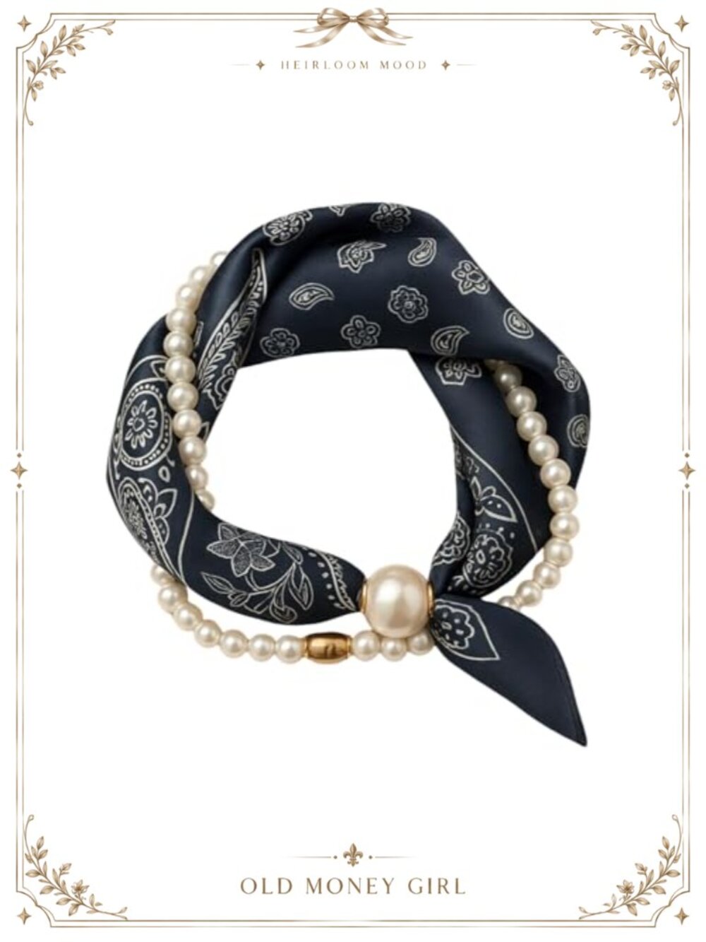 Magnetic Silk Necklace Scarf Charm Buckle Satin Square Retro Paisley Floral